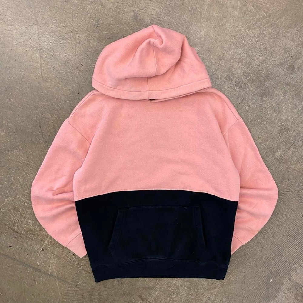 Vintage Pink And Black Colorblock Two Toned 90s Blank Hoodie Essential Large